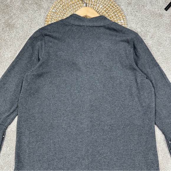 NWT Chico’s Cardigan Sweater Faux Pleat Pearl Embellished Heather Gray 3/US XL - Picture 9 of 15